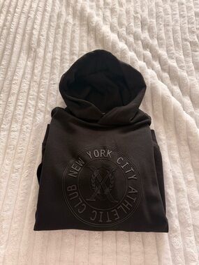 Express Black Hooded Sweatshirt with Subtle Embossed Logo